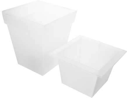 AUTSUPPL Lampada Solare da Giardino Quadrata con Fioriera in Plastica Decorazione Esterno con Illuminazione Automatica LED per Cortile e Prato