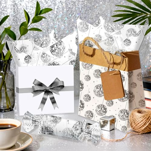 Blatt Disco Ball Sliver Seidenpapier Geschenkpapier Retro Dancing Queen | 50 Blatt Disco Ball Sliver Seidenpapier 50 x 35 cm Geschenkpapier Retro Dancing Queen Verpackungsmaterial Abschlussfeier