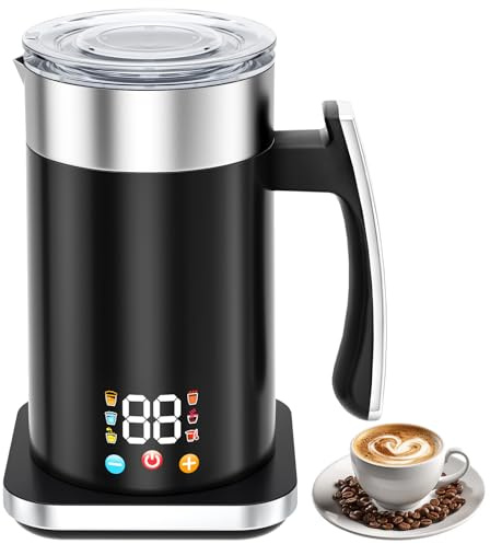Electric Milk Frother 6 in 1 Electric Milk Steamer Electric Foam Maker Machine Hot & Cold Milk Foam, Cappuccinos, Macchiato, Hot Chocolate Milk, Heating Milk, Microfoam, Makes Yogurt Auto Shut-Off