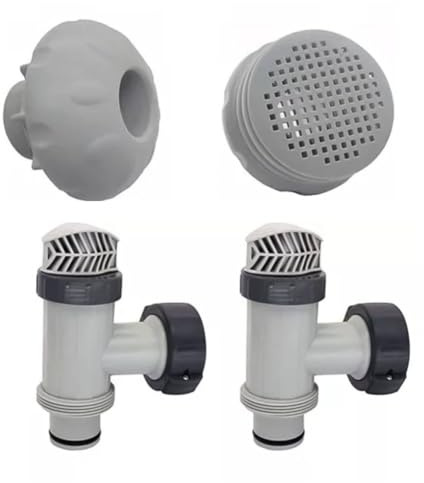 JoyousMall Kit de pièces pour piscine hors sol avec 2 valves à piston, grille de filtre de 3,2 cm et buse d'entrée de 3,8 cm pour pompes de filtration de 1 500 à 4 000 GPH