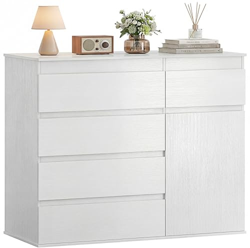 HOMCOM Commode 5 tiroirs Meuble Rangement Buffet 100 x 40 x 80 cm Blanc