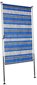 ANGERER Balkonsichtschutz Standard blau-weiß-grau, 120 cm | Senkrechtmarkise für Sicht- & Sonnenschutz, Montage ohne Bohren, ideal für Mietwohnungen, Made in Germany, Bezug PE-Gewebe