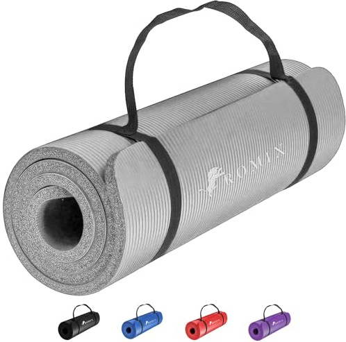 ROMIX Tappetino Yoga Antiscivolo, 10mm Tappetino Palestra Spesso Professionale con Borsa Per il Trasporto, Resistente Al Sudore Tappeto Pilates, Materassino Yoga Ideale per Ginnastica e Fitness a Casa