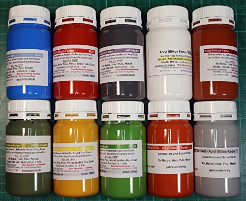 Beton-ABC Acrylsilikon Farben 10 x 100 ml..für innen und außen
