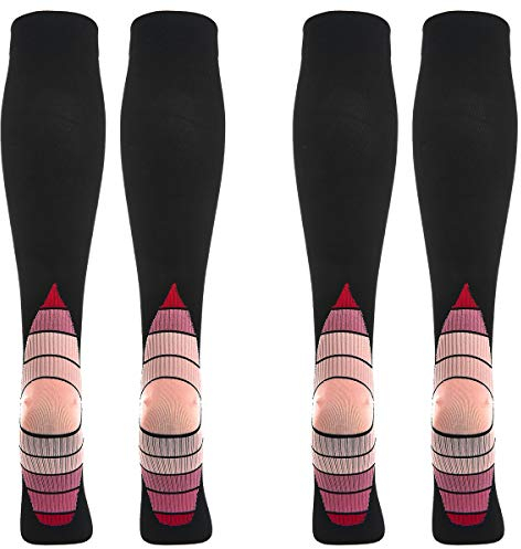 2 Paar Kompressionsstrümpfe Kniestrümpfe Stützstrümpfe Laufsocken für Damen & Herren, Sport, Laufen, Flug, Reisen, Schwangerschaft, Medizinische Kompressionssocken (M, Rosa)
