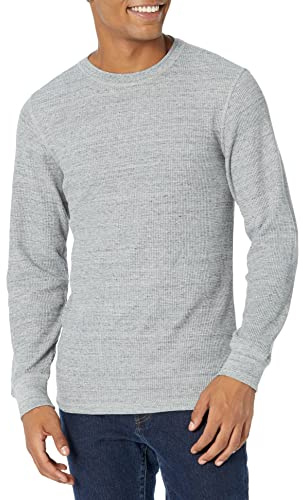 Amazon Essentials Herren Langärmeliges Waffel-Shirt, Schmale Passform, Hellgrau Meliert, L