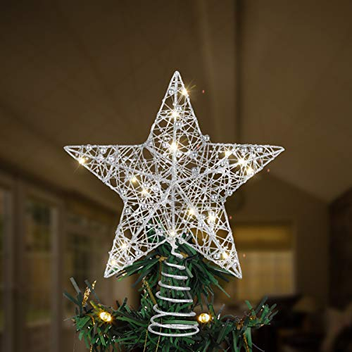 Toyvian Spitze Stern Topper Stern Beleuchtet Draht für zuhause und Partys Ornament Beleuchtet 20 Led Lichter Warmweiß FüR Tannenbaum Und Festlichkeiten AnläSse