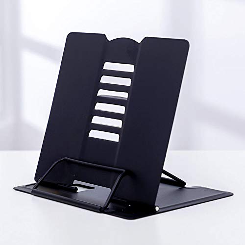 Verstellbarer Schreibtisch Buchständer Metall Leseständer Buchhalter und Ständer Dokumentenhalter Tragbar Stabil Leicht Buchständer für Lehrbücher Tablet Musik Bücher Kochen Rezept (Schwarz)