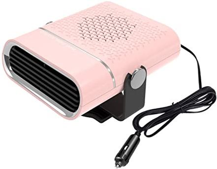 Dr.CarHome Chauffe-Auto, 12V/24V 1000W Ventilateur de Chauffage Portable Anti-buée Plug in Allume-Cigare Dégivreur, 2 en 1 Chauffage Refroidissement Sèche-Linge Désembuage Dégivreur,Rose