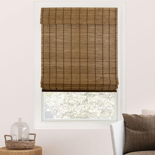 CHICOLOGY Bamboo Roman Shade, Cordless Light Filtering Woven Wood Window Treatment for Living Room, Dining Room, Kitchen & Office, Natural Bamboo Blinds for Boho Coastal Decor, Elk, 47 W x 64 H