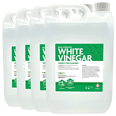 Hexeal High Strength White Vinegar 20L – 4 x 5L Bottles of 20% Strong Cleaning Vinegar for Sanitising & Cleaning – Suitable for Use in the Garden – Deodorises & Removes Grime