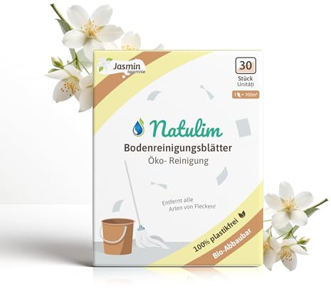 Natulim - Nettoyant pour Sols en Éco-Feuilles (30 utilisations) | Nettoyant Écologique pour Sols, Détergent Écologique pour Planchers - Nettoie sans Polluer la Planète (Parfum Jasmin)