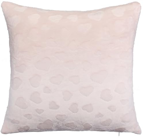 Brandsseller Dekokissen 45 x 45 cm Sofakissen Kuschelkissen Plüschkissen aus Flanell 220 g/m² mit Herzen - Rosa