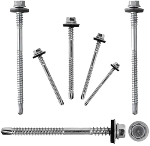 Vidascom Panelschrauben 5,5x66mm bis 5,5x130mm Sandwichschrauben Trapez Dachschrauben Stahlverzinkt (5,5x120 50 Stk.)