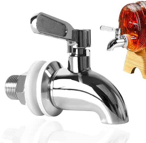 Haikole Spigot for Beverage Dispenser Stainless Steel Water Dispenser Replacement Parts,Food Grade Metal Water Spout for Drink Dispenser Stock Pot (Silver 1PCS)