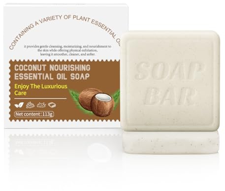 APPTI Kokosöl Naturseife mit ätherischen Ölen – Für alle geeignet Handgemachte Naturseife für Gesicht, Körper & Haar – Für alle Hauttypen geeignet,Vegan & pflanzlich,113g