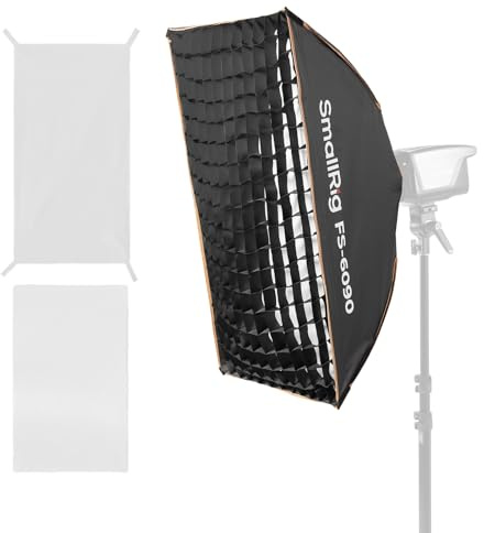 SMALLRIG 60x90cm FS-6090 Softbox Bowens à Dégagement Rapide avec Diffuseur/Grille Nid d'Abeille/Sac, Compatible avec SMALLRIG RC 220 Pro, pour COB à Monture Bowens, pour Godox pour Neewer -5369