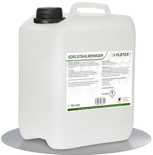 FLOTEX - Hocheffektiver Edelstahl Reiniger flüssig 10L – Kraftvoller Edelstahlreiniger Küche & Küchenfronten – Edelstahlpflege Küche & Grill Edelstahl