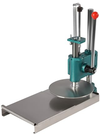 LIAUHO Pizza Dough Press Machine, Manual Pastry Press Machine, Adjustable Height Stainless-Steel Dough Presser for Household, Commercial, Hand Pie, Meatloaf, Pizza Crusts, Soft Roll (9.5in)