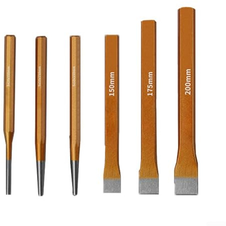 Set completo di 6 scalpelli con borsa in tela portatile per lavori meccanici e demolitori