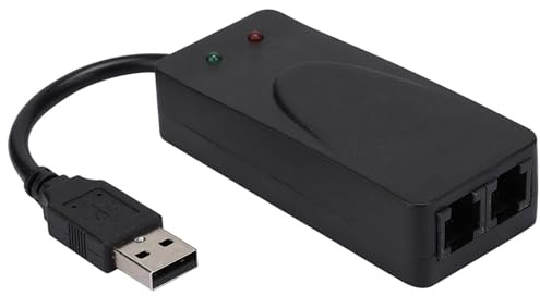 Ejoyous Fax Modem 56K Dual Port USB2.0, contrôleur de modem externe, fonctionnalité automatique, données/fax haute vitesse, compatibilité et fiabilité, compatible avec l'ensemble de commandes