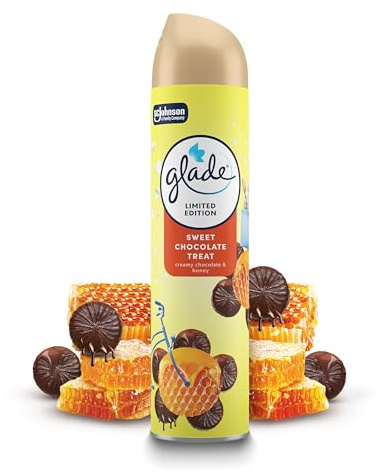 Glade Aerosol Air Freshener, Aerosol Room Spray and Odour Eliminator for Home Infused with Essential Oils, Sweet Chocolate Treat, Pack of 1 (300ml), Packaging May Vary