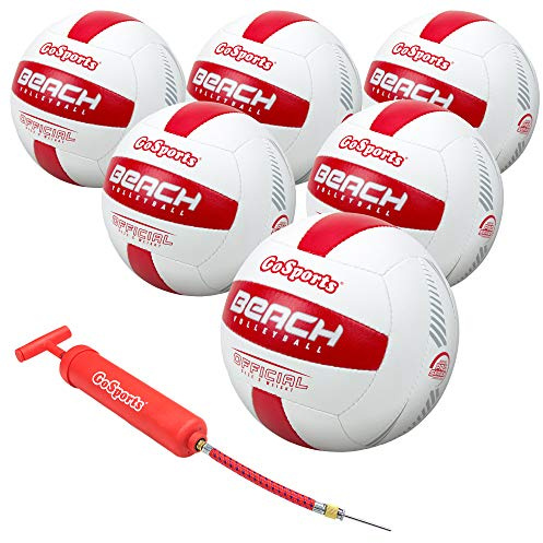 GoSports Pro Series Outdoor Beach Volleyball - Regulation Size & Weight with Bonus Air Pump - Choose Single Ball or Six Pack