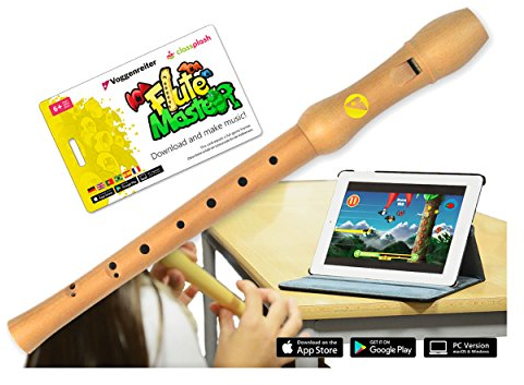Voggenreiter Blockflöte aus Bergahorn für Kinder ab 6 Jahre inkl. Flute Master (Lernsoftware App) - barocke Griffweise in Farbe natur 1129 natur bergahorn
