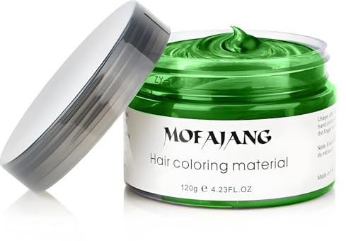 Temporäre Haarfarbe, 4,23 Unzen Haarfarbe Wachs für Männer Frauen, Washable Natürliche Haarfarbes Pomade, Instant Haartönung Dye Haar Wachs für Party, Cosplay,Halloween, für Erwachsene(Grün) | Temporäres waschbares Haarfarbenwachs für Halloween, Cosplay, Partys und Festivals. Leicht zu frisieren, leicht auszuwaschen.