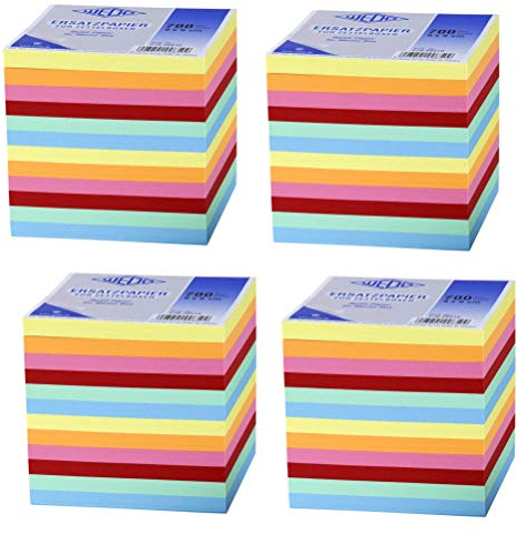 WEDO 27026510 Ersatzpapier (für Zettelbox, 9 x 9 cm, 700 Blatt, farbig) (Sortiert, 4)