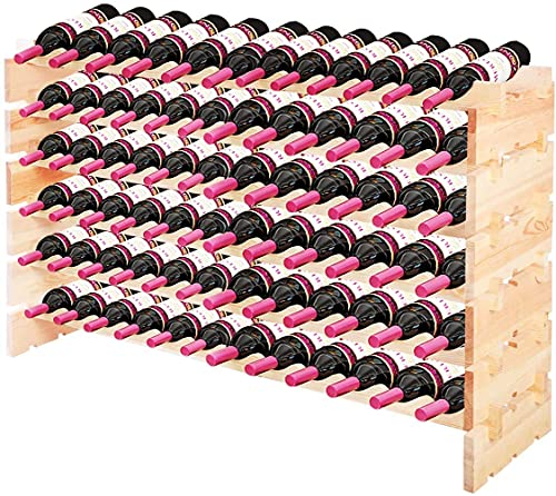 GOPLUS Cantinetta Portabottiglie in Legno con 6 Ripiani per 72 Bottiglie, Scaffale Porta Vino per Casa Bar,119x71,5x29 cm