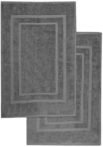 NatureMark 2er Pack Badvorleger | Premium Qualität | 100% Baumwolle | 50 x 80 cm | Duschvorleger Duschmatte Doppelpack | Farbe: Anthrazit grau