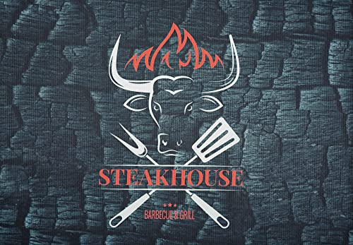 Grillmatte Grillunterlage Bodenschutz Barbecue-Matte Steakhouse schwarz 75 x 120 cm Muster wählbar Anti-Rutsch Schwerentflammbar