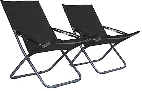 vidaXL 2X Strandstuhl Klappbar Campingstuhl Klappstuhl Angelstuhl Gartenstuhl Anglerstuhl Faltstuhl Regiestuhl Liegestuhl Stoff Schwarz