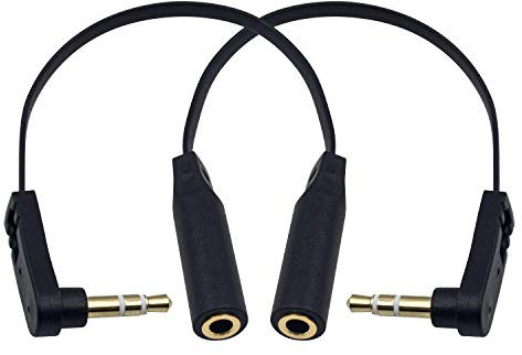 Maxhood 3.5mm Headphone Extension Cable, 2-Pack Flat Right Angle (1/8 inch) 3.5mm Aux Male to Female Extension Audio Stereo Short Cable for Phones, Speakers,PS4 Headset & More, 6.8inch