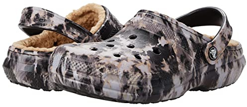Crocs Unisex-Adult Classic Lined Tie-Dye Clog, Black Bleached Dye, M4/W5 UK