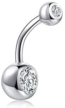 SILBERTALE Bauchnabelpiercing Silber 925 7.2mm 10mm 12mm Stablänge Zirkonia Banane Belly Button Pircing Bauchpiercing Bauchnabelringe