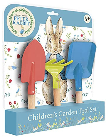 Peter Rabbit Children’s Gardening Set | 3 Piece Kids Garden Tools - Trowel, Rake & Spade | Outdoor Play Gift for Kids