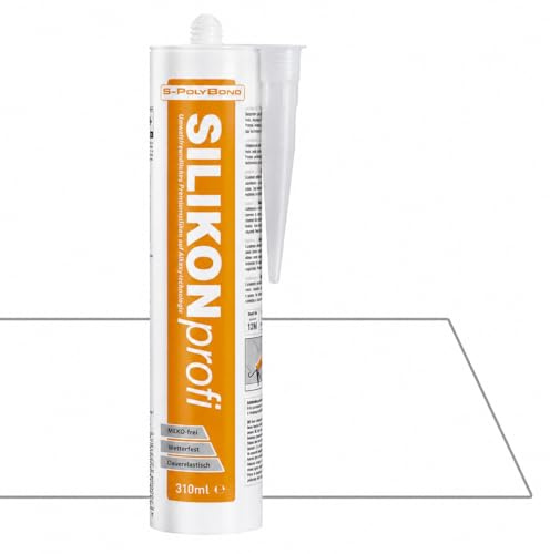 S-Polybond® SILIKONprofi, Alkoxy- Silikon 310ml Kartusche Dichtstoff für Innen-und Außen, Bad, Küchenbereich, Bausilikon, uvm. MEKO frei (transparent, 1x Kartusche)
