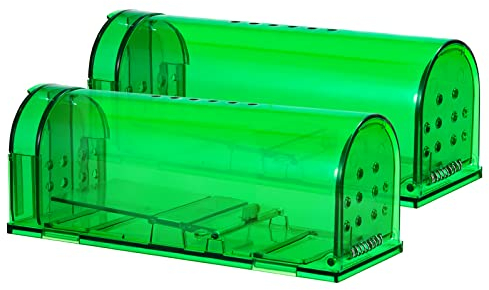 QH-Shop Trappola per Topi Piccoli Riutilizzabile Trappola per Roditori Vivi Non Crudele Sicura per Giardini Interni Cucina Esterni 2 Pezzo