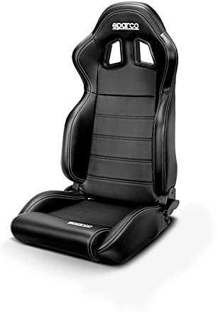 SPARCO Sportstol R100 MY22 svart konstläder vita sömmar (justerbar), 009014NRSKY svart