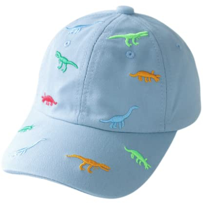 Hadwii Kappe Unisex Kinder Baseball Cap für Jungen Mädchen Verstellbar Trucker Cap Baumwolle Mit Dinosaurier-Stickerei Schirmmütze Basecap 2-6 Jahren, Blau