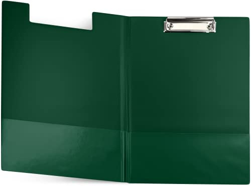Netuno 1 Stück Klemmbrettmappe A4 Dunkelgrün mit Deckel und Metallclip Schreibplatte aus Hartkunststoff Dokumentenhalter Schreibunterlage Clipboard Mappe mit Bügelklemme