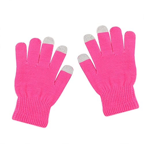 Winter Touchscreen Handschuhe Damen Warm Strick Handschuhe Baumwoll Dicke Gestrickt Fingerhandschuhe Casual Winddicht Outdoor Sports Gloves Winterhandschuhe Thermohandschuhe Dehnbares (Pink, One Size)