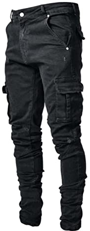 HUNGSON Men's Slim Fit Jeans 7 Pockets Stretch Skinny Denim Pencil Pants Nova Fashion