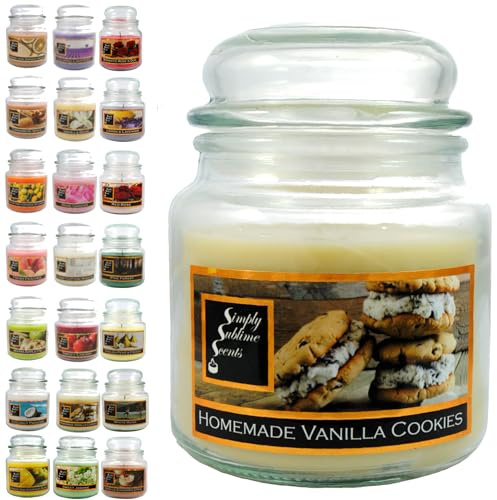 SIMPLY SUBLIME SCENTS - Luxury Scented Candle - Homemade Vanilla Cookies | Exceptional Fragrance Oil - Medium Glass Jar, Up to 76 Hours - Clever Wax Formula For a Long, Clean & Even Burn - Cotton Wick