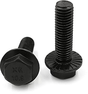 3/5 Stück M12 M14 M16 Länge 20–65 mm GB5787 Sechskantkopf mit gezackter Flanschschraube Sechskantschraube mit Unterlegscheibe schwarzer Kohlenstoffstahl (Color : 65mm (3pcs)_M16)