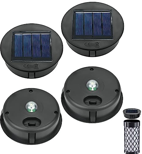 4 Stücke Solarleuchten Gießkanne Ersatz Top, 8 cm Solarpanel Laterne Deckel Leuchten Ersatzoberteil Glühbirne Ersatzteil für LED Solarleuchten Garten Laternen Garten Terrasse Gehweg Hof Dekoration