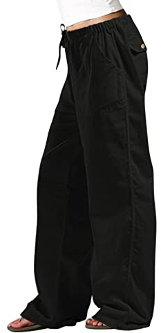 Pantaloni Larghi Donna Estivi Gamba Larga Leggeri Spiaggia Pantaloni Harem Vita Alta Yoga Cotone Pantaloni Lino Morbidi Curvy Pantaloni Estivi Eleganti Lunghi Pantaloni Casual Bianchi Elasticizzati