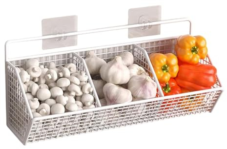 MagiDeal Hängender Wandkorb, Draht-Hängekorb, Wandregale, minimalistischer hängender Obstkorb für Küche, Zimmer, Badezimmer, DREI Gitter